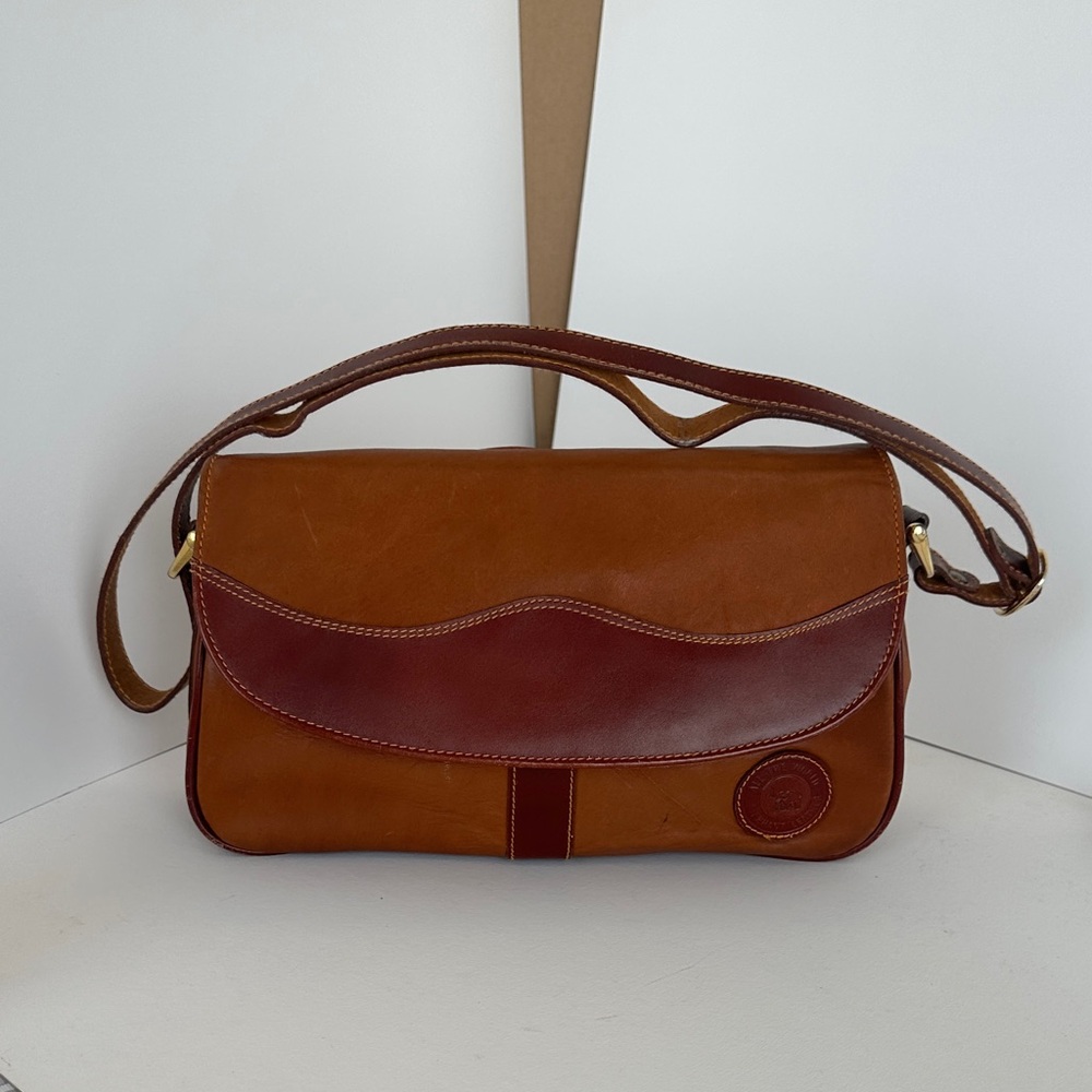 Vintage burgundy and Brown and Leather Shoulder Bag